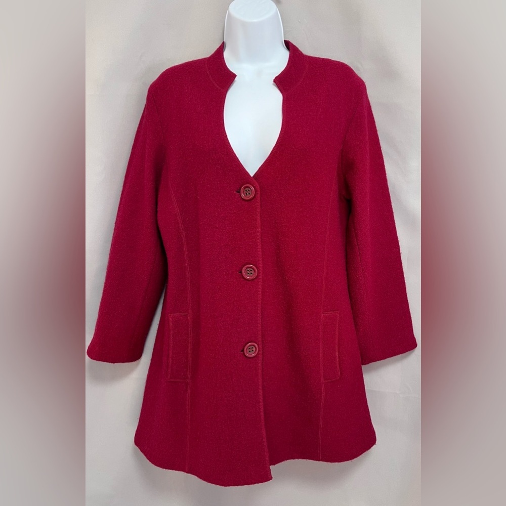Vintage Harve Bernard Red  Wool‎ Blend Womens Coat Jacket  Sz Medium